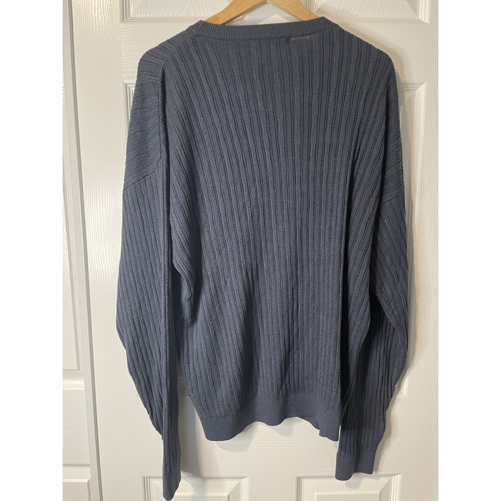 Barry Bricken‎ Textured Ribbed Knit V Neck Long Sleeve Pullover Sweater Top Silk - Picture 3 of 4
